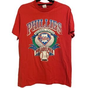 Vintage 90s Philadelphia Phillies Baseball 1992 Single Stitch Shirt Adult Large